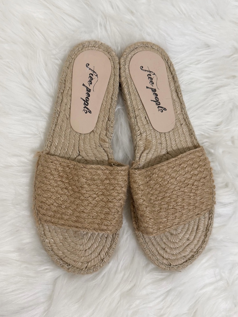 Free People Natural Braided Jute Slide Sandals